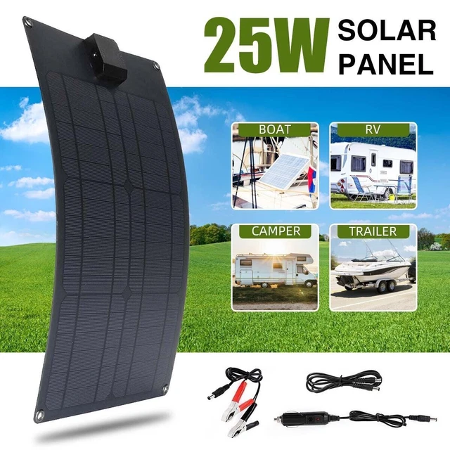 25W Mono Solar Panel Kit Car Battery Charger Portable Power for Boat RV