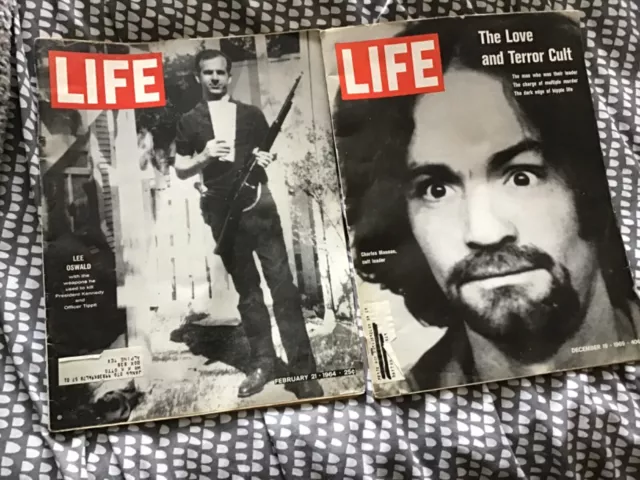 Lee Harvey Oswald Vintage LIFE Magazine February 21 1964 and Charles Manson Life