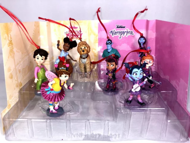 Disney Junior Deluxe Vampirina & Fancy Nancy Christmas Ornaments Figure 9pc Set