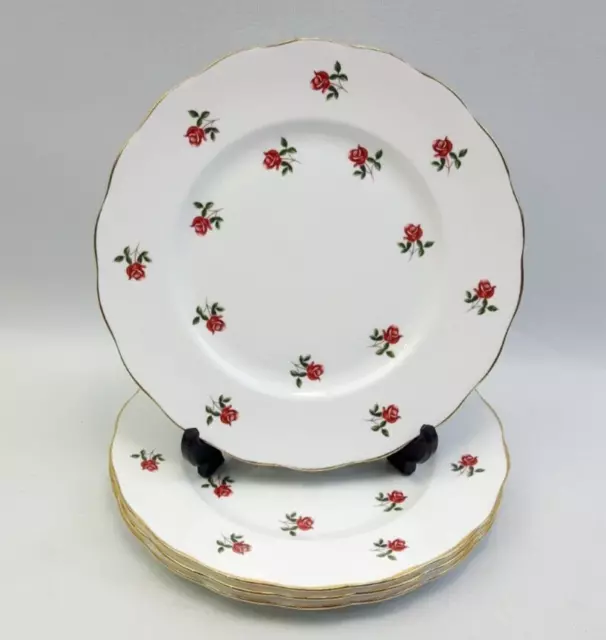 Colclough Fragrance 7433 - 4x 21cm Salad Side Plates - Pink Ditsy Rose Vintage