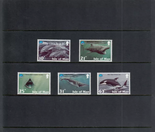 Isle of Man - Whales Dolphins Sharks Set of 5 MUH Stamps (WSW-052)