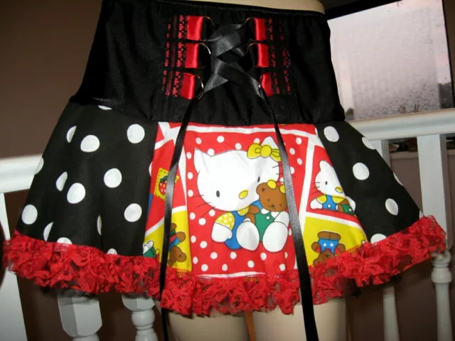 Hello Kitty Skirt corset  Black red  White Tutu Festival Party Rock Retro
