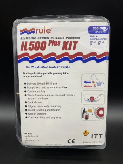 RULE iL500 PLUS Kit Water Pump 500GPH 1920 LPH 12V (iL500PK)