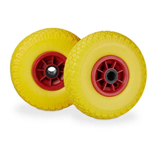 Lot De 2 Roues De Brouette Gonflables 4.00-6 - Charge Max 200 Kg - Avec 3 Adaptateurs D'axe, Noir/grise