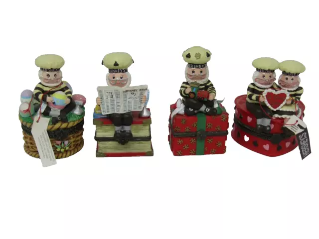 Hershey's Chocolate World Collectable Kisses Hinged Trinket Box Holiday 4 Pcs