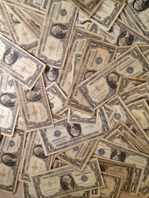 ✯One Dollar Note ✯ $1 Silver Certificate ✯ Bill Blue US Currency✯