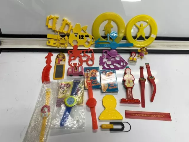 VTG Lot of 23 McDonald's Ronald McDonald Toys, Watches, Ruler and Others