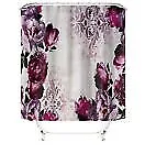 Floral Shower Curtain Bathroom Carpet Set Thick Bath Mat Non-Slip Toilet Seat