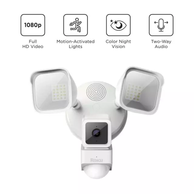 Roko Smart Home Floodlight Wired Security Surveillance Motion Sound Detection