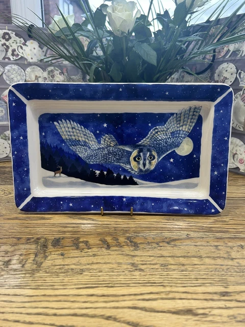 EMMA BRIDGEWATER WINTER ANIMALS AT NIGHT Owl Medium Oblong Plate New 2nd