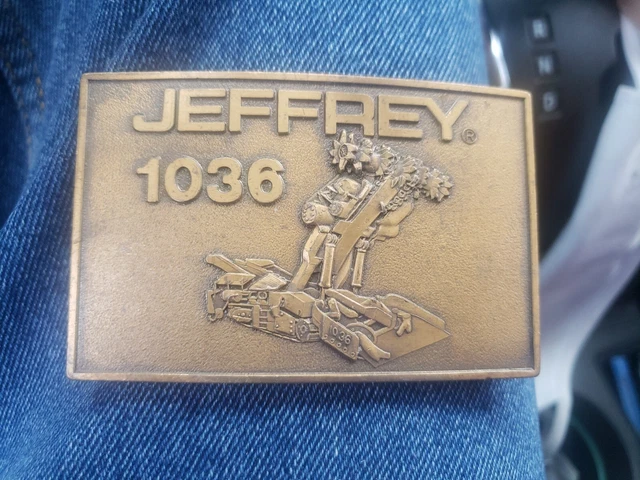 Vintage Jeffrey 1036 Continuous Miner Coal Mining Equipment Tools Belt Buckle