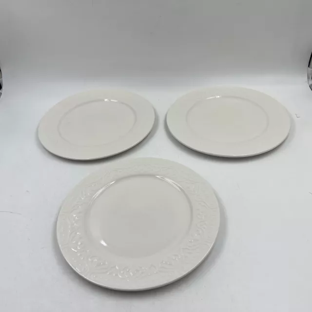 Godinger Gatherings Fine Porcelain 10in White Plate Set For 3 CC02B32011