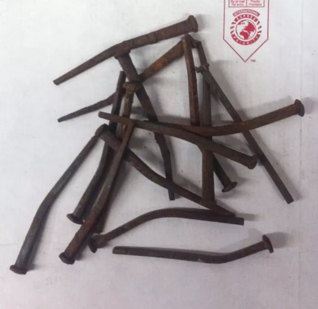 100 (5LB'S) ANTIQUE BENT SQUARE 4.5" LONG NAILS (slightly bent pieces)