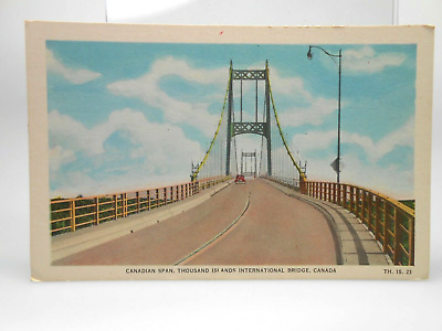 Thousand Islands International Bridge VTG Postcard Canada 1940's Era