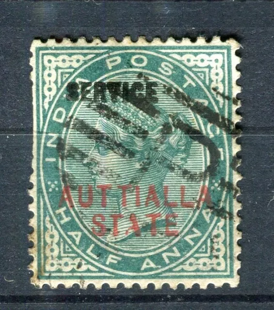 INDIA; PATTIALLA 1885 classico numero di servizio QV usato 1/2a. AUTTIALLA VARIETÀ