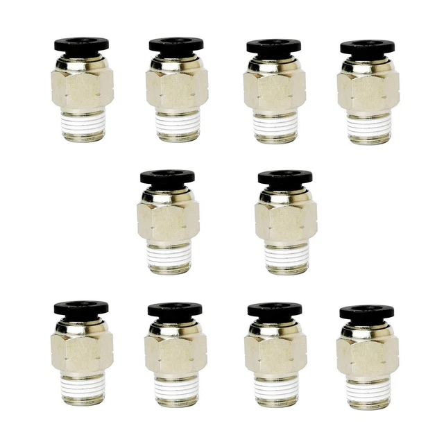 10 Pack Push to Connect Tube Fitting, Air Tool Fittings Straight Push Quick R...
