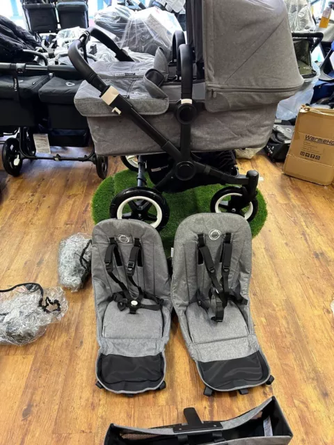 Bugaboo donkey 2 Twin-Black Frame Grey Melange- Professionally Restored