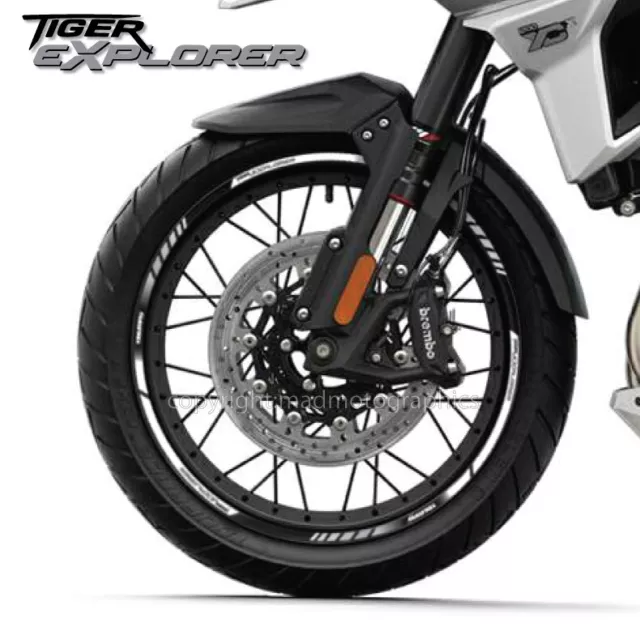 Tiger Explorer 1200 motorcycle wheel decals rim stickers set stripes Laminated