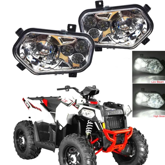2X ATV LED Headlight Kit High/Low Beam for Polaris Sportsman RZR XP 900 800 570