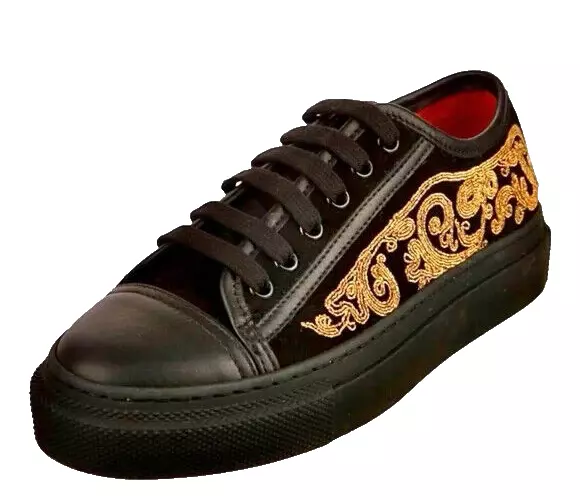 New ETRO Milano Black Gold Paisley Low Sneakers Designer Trainers $695 SZ IT 39