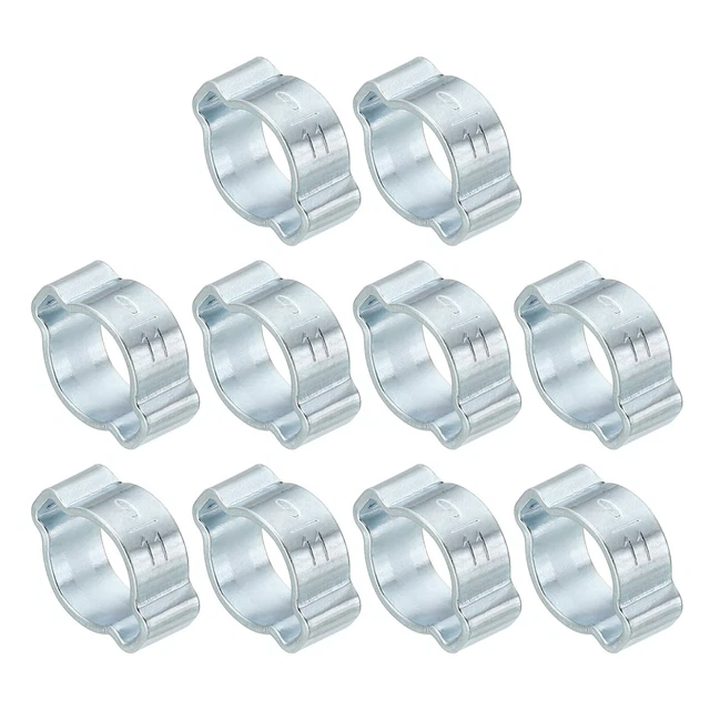 Confezione da 10 Morsetto Tubo Doppio Orecchio 9-11 mm, Anelli Crimpante Acciaio Zincato