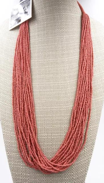 New Coral Seed Bead Necklace by Anthropologie NWT #N2397