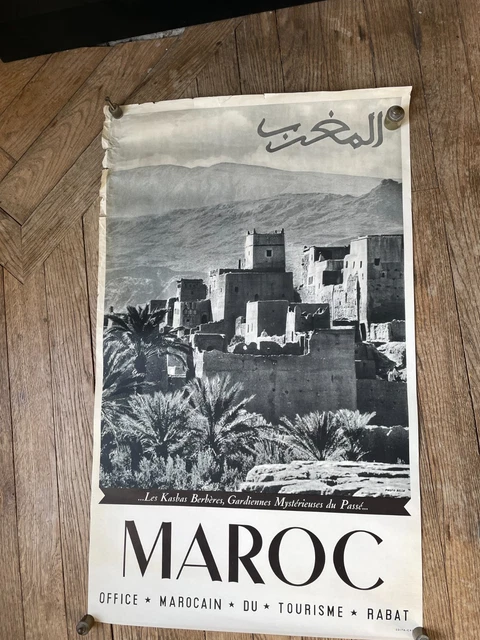 Affiche Publicitaire Ancienne CGT – Paquebot Kairouan – Algérie Tunisie Baléares – 100×63 Cm
