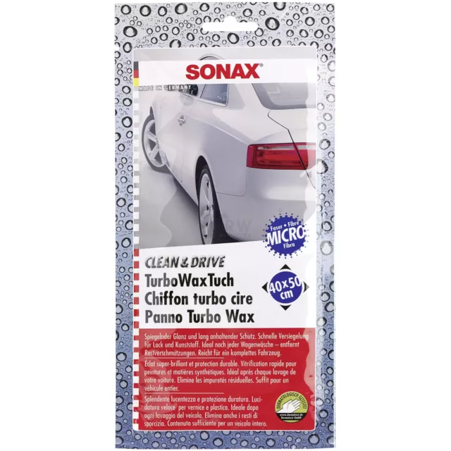 11x SONAX Clean&drive Turbowaxtuch 40x50 Tissu Microfibre Toile Cirée 1 Pièces 2