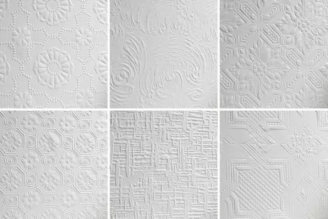 Paintable Supaglypta Anaglypta Wallpaper White Textured Embossed Ceilings Vinyl