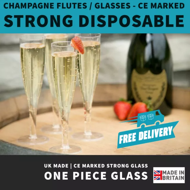 Plastic Champagne Flutes | UK Made | Recyclable | 160ml |  One Piece Glass