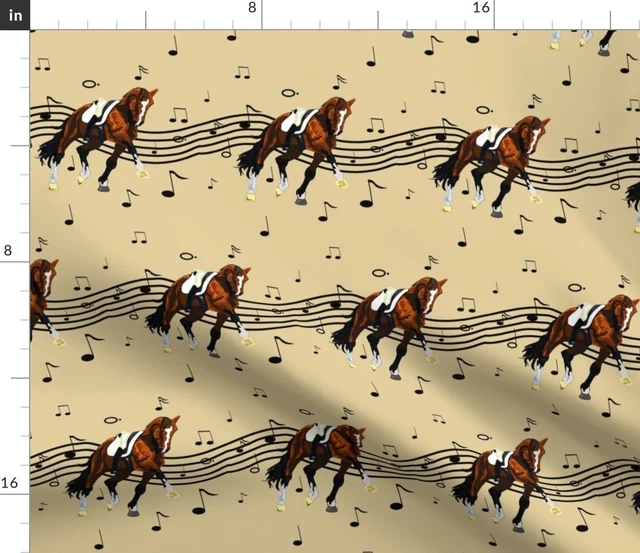 Equestrian Horse Music Classical Spoonflower Fabric by the Yard