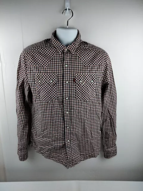 Levi's Mens Medium Slim Fit Check Pearl-Snap Button Up Long Sleeve Shirt