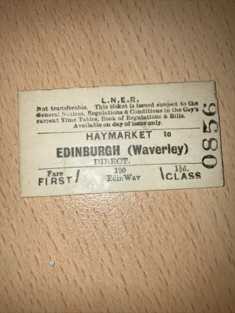 LNER.   Railway. Ticket;.  (  Haymarket. to. Edinburgh. Waverley.   )