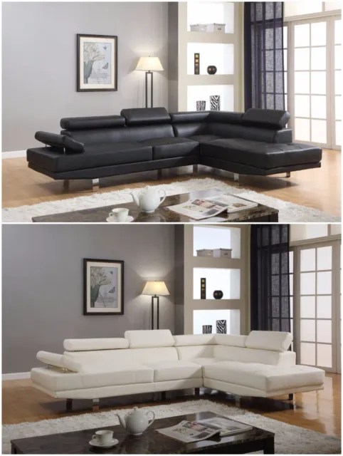 The Room Style Atlantic Faux Leather Sectional Functional Armrest Sofa Set