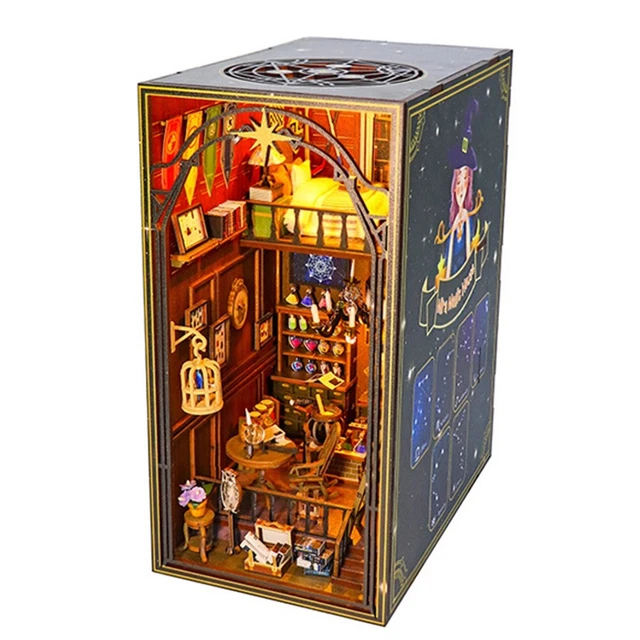 Kit D'étagère Coin Livre En Bois Pour Maison De Poupée - DIY Miniature Calmar Town - Style Moderne Multicolore