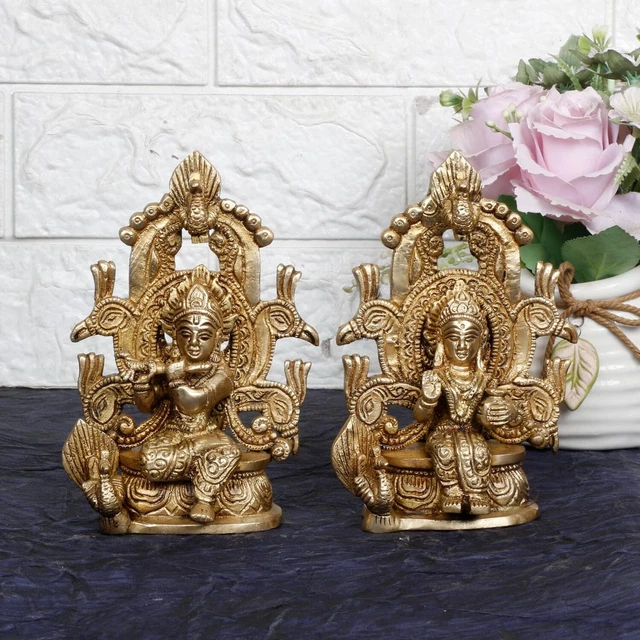 Statue Figurine Paon Dansant En Laiton – 5 Pouces, Style Traditionnel, Finition Marron