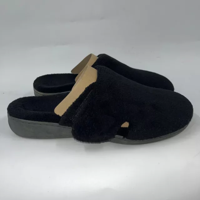 Vionic Gemma Mule Black Comfortable Terrycloth Slippers Size 9