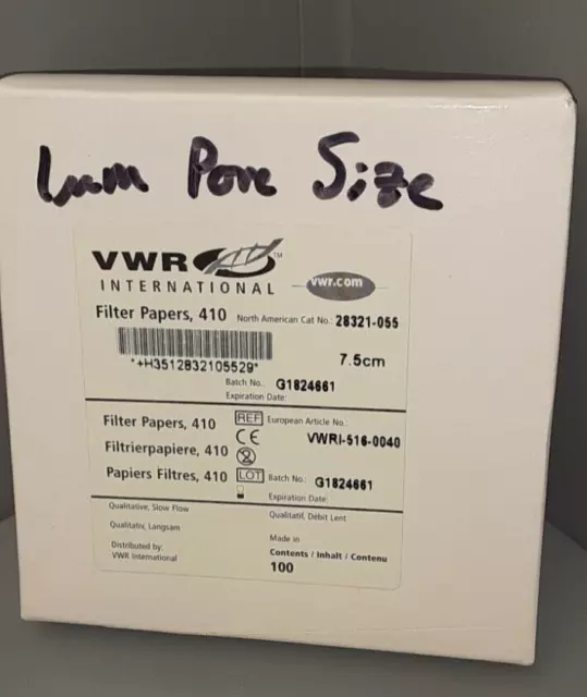 VWR Filter Paper 410   7.5cm, 1mm pore size  (100PK) 28321-055