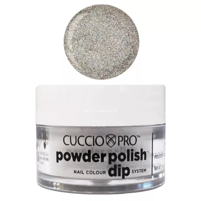 Cuccio Pro Powder Polish - Nail Dip System - Silver With Rainbow Mica 14g