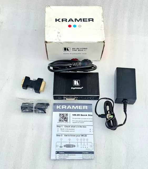 NOUVEAU Kramer DigiTools VM-2D 1x2 4K 4x2x0 DVI Amplificateur de...