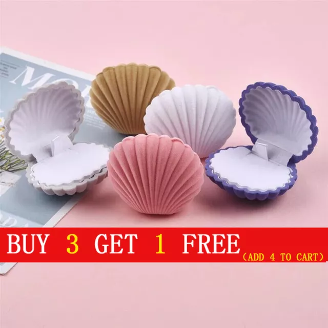 Shell Shape Velvet Display Gift Box Case For Necklace Earrings Jewelry Ring Boxs