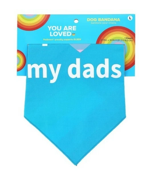 I Love My Dads Gay Pride Dog Bandana Rainbow Heart Large 32" x 15" GLSEN
