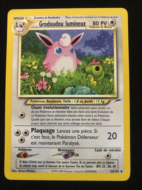 Carte Pokémon Grodoudou lumineux 54/105 Neo Destiny Wizards FR