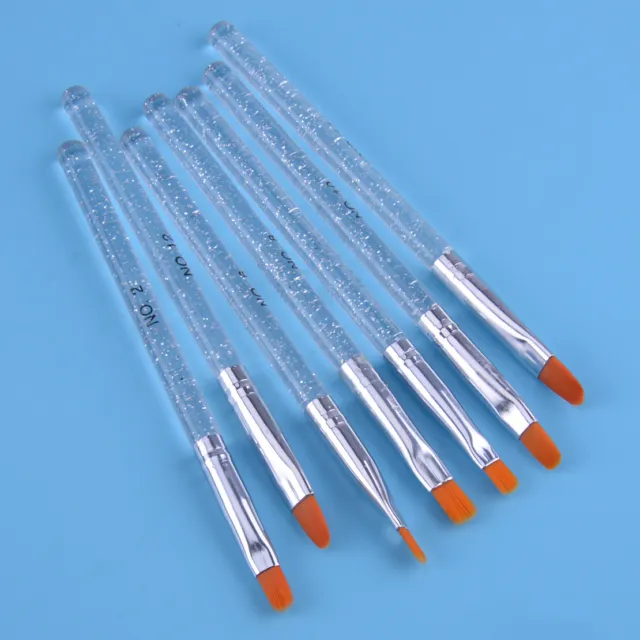 7Pcs Acrylic Nail Art Pen Tips UV Builder Gel Painting Brush Manicure Tool Set.