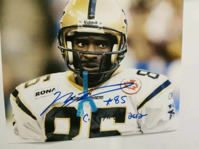 Milt Stegall With 1 Insc Winnipeg Blue Bombers Cfl 8X10 Signed Photo With Coa