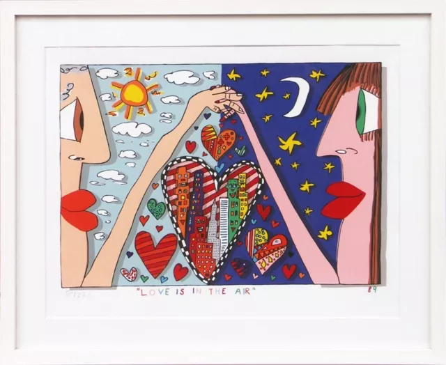 James Rizzi "LOVE IS IN THE AIR" handsignierte Serigraphie, gerahmt, Zertifikat