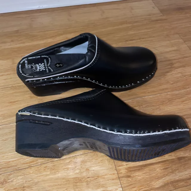 TROENTORPS CLOGS CHEF Black Leather Shoes - size 46 (US men's size 13 ...
