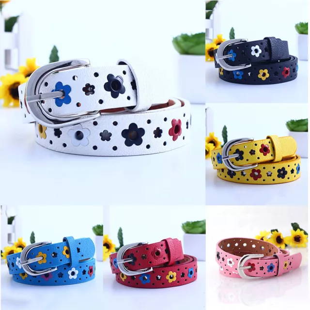 Apparel Belt Hollow Flower Waistband Children Waist Belt Faux Leather Kids Belt*