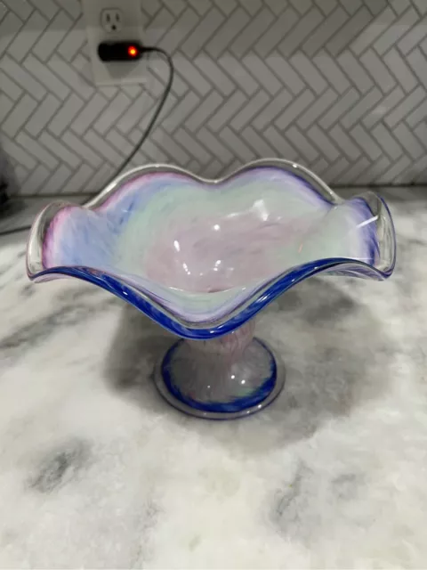 Stunning Hand Blown Bowl Murano Lavoramine style.