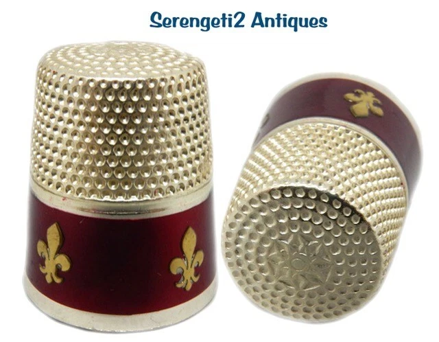 Gorgeous Antique Sterling Silver and Enamel Thimble GREIF